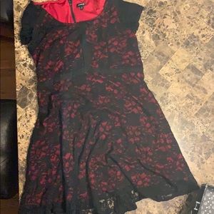 Red and Black Lace Dress